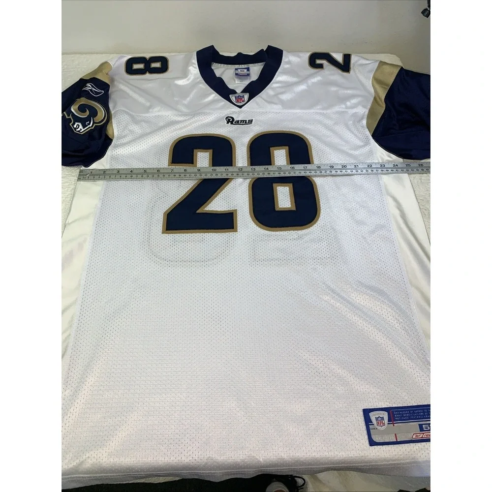 Reebok Marshall Faulk #28 St Louis Rams NFL Jersey White 52 Men's Authentic - Picture 6 of 11